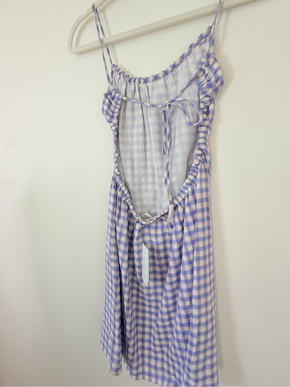 NWT ✨ L*Space Plaid Purple Mini Dress Open Back Size Medium $148 - Picture 7 of 7